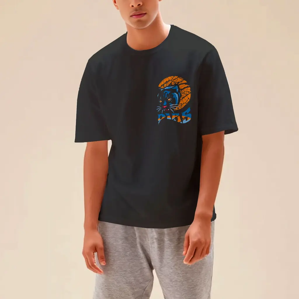 Camiseta Oversized Negra “Puma Interno” – Algodón Orgánico | DIAS (M)